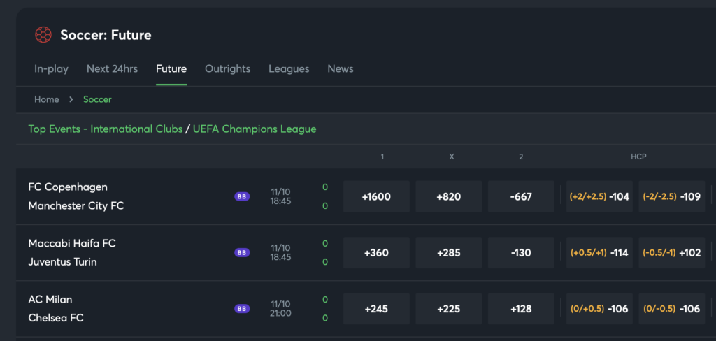 Champions League at Sportsbet.io
