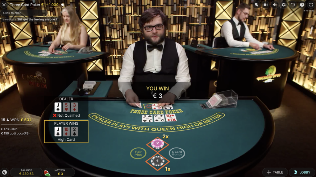 Three Card Poker by Evolution