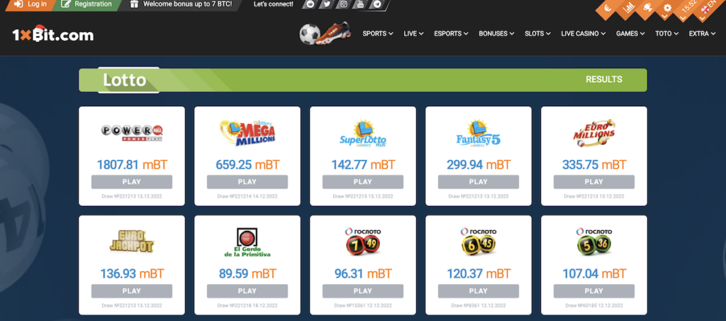 lottery games at 1xbit casino