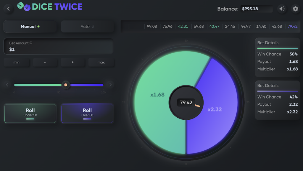 dice twice casino game