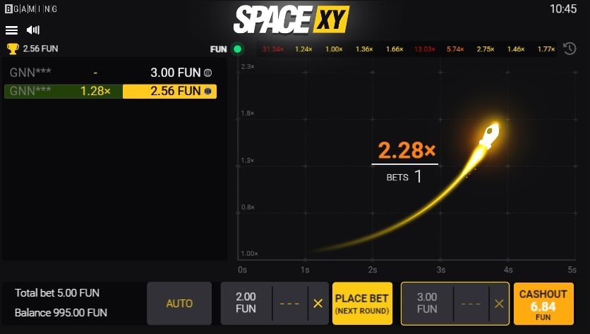 BGaming's Space XY Crash game