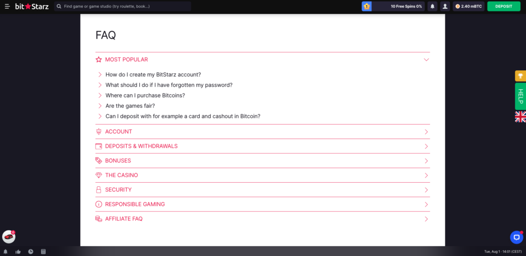 bitstarz customer support