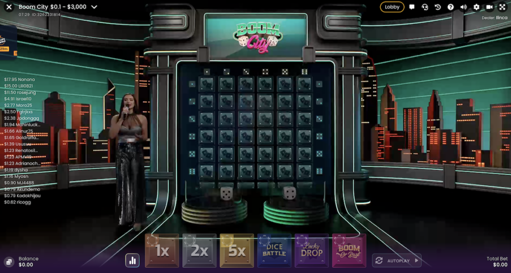 boom city live casino game