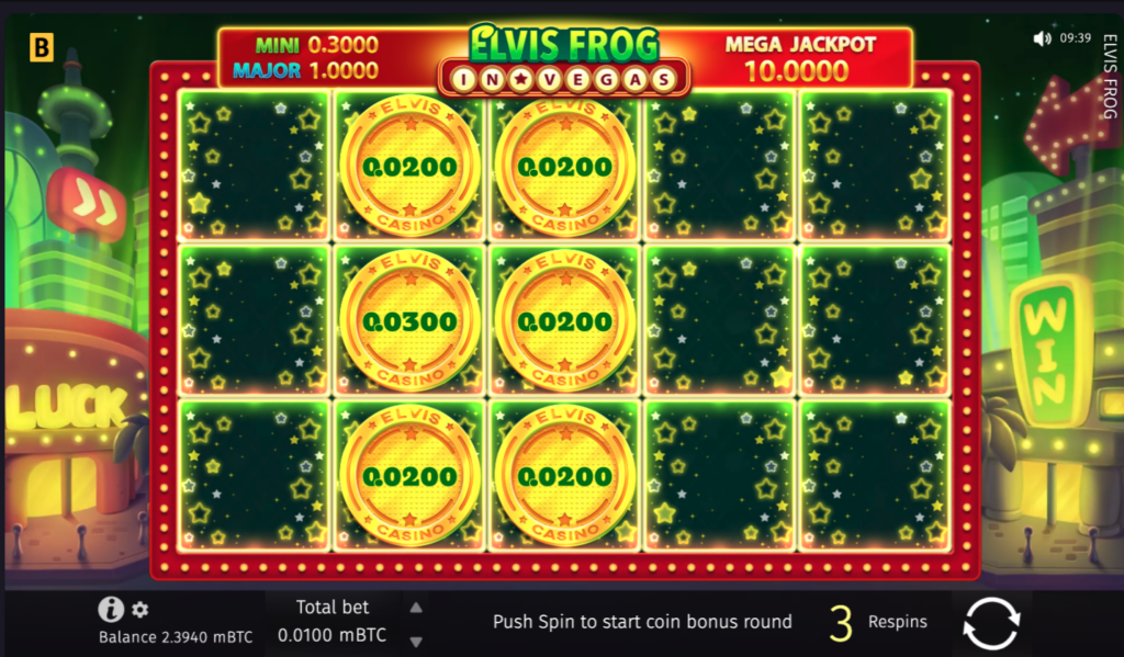 The Elvis Frog in Vegas Coin Respin Feature