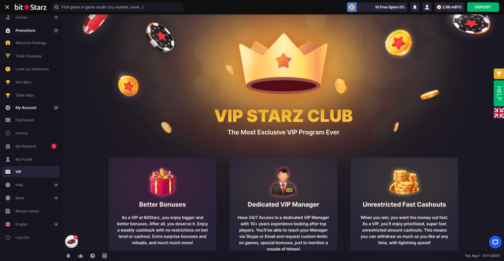 The Bitstarz VIP Starz Club