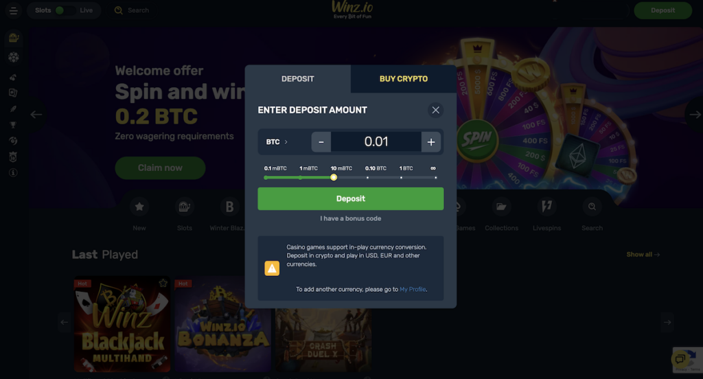 crypto deposits