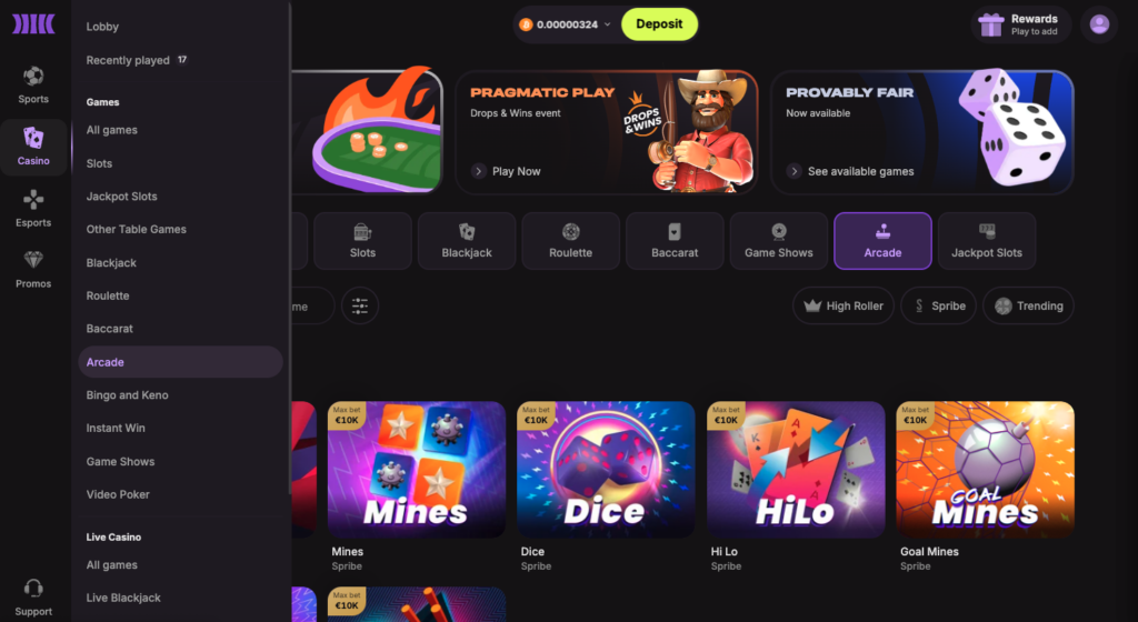 Cloudbet UI