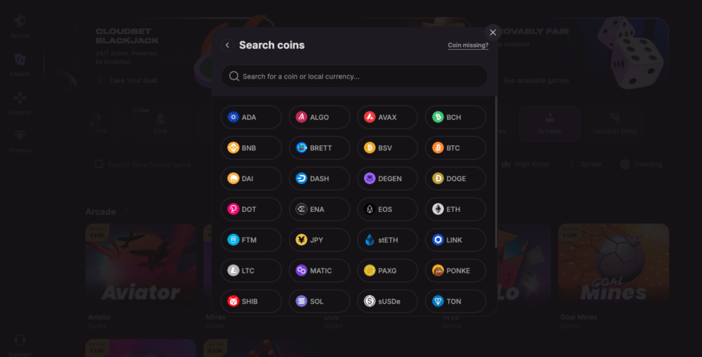 cloudbet banking