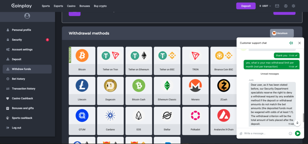Kundsupport at CoinPlay