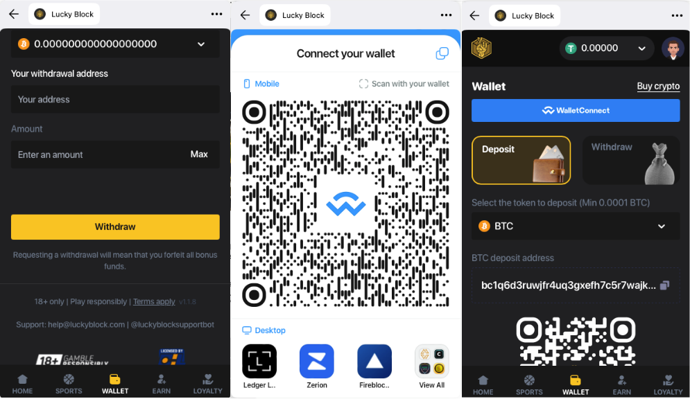 Wallet Connect at Lucky Block Kasino