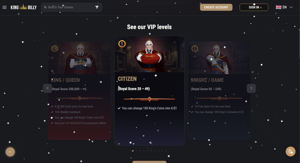 updated vip club at king billy