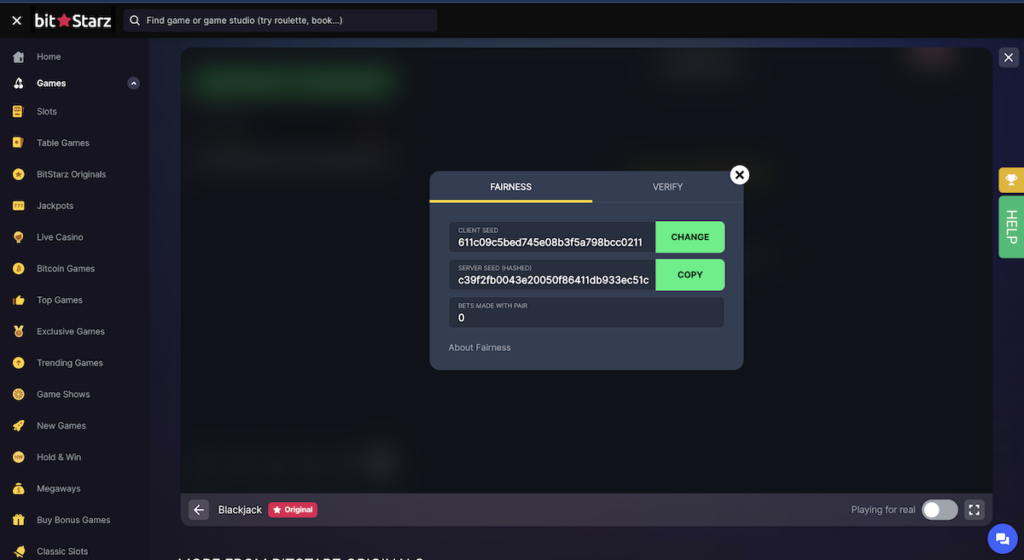 bitstarz blackjack provably fair